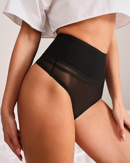 ZASUWA Female Solid Color Mesh High-rise Corset Panties