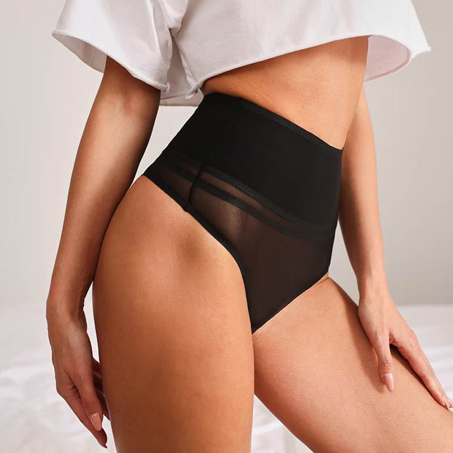 ZASUWA Female Solid Color Mesh High-rise Corset Panties