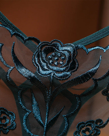 ZASUWA Female Mesh Perspective Flower Embroidery Cut Out Panties