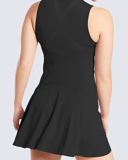ZASUWA Female Sexy Mesh Pocket Zipper Short Dress