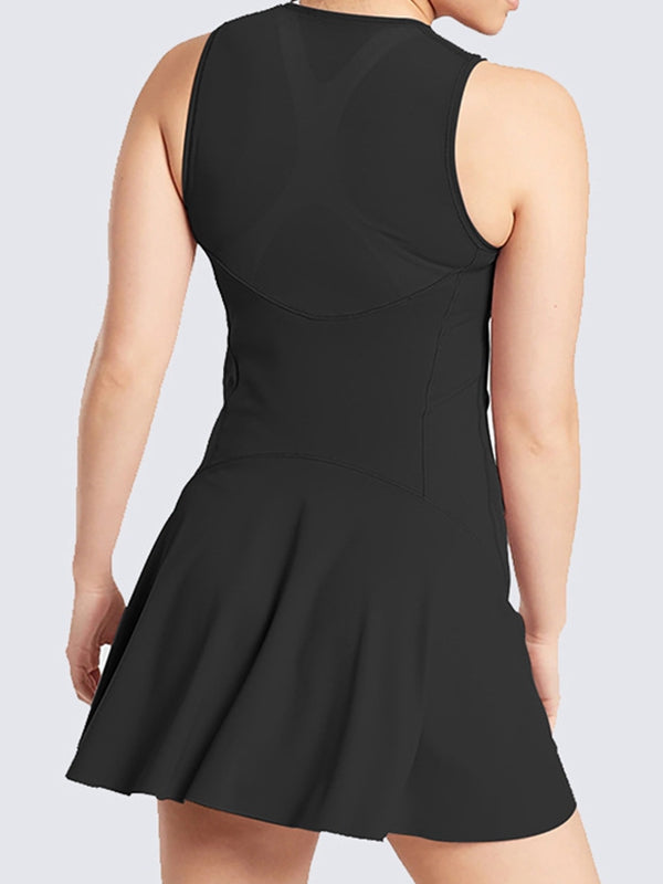 ZASUWA Female Sexy Mesh Pocket Zipper Short Dress