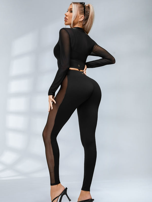 ZASUWA Female Sexy Sheer Mesh Long Sleeves