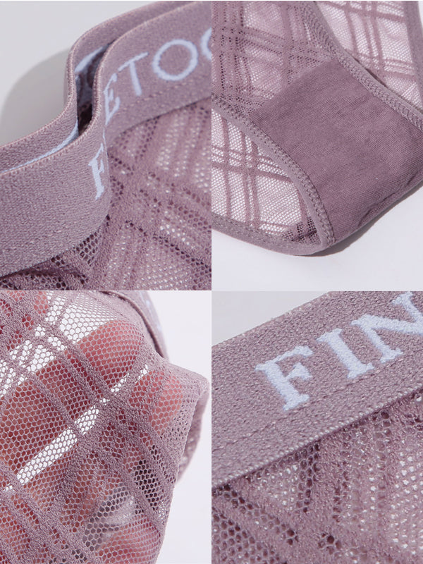 ZASUWA Female Lace Mesh with Letter Edges Net Panties