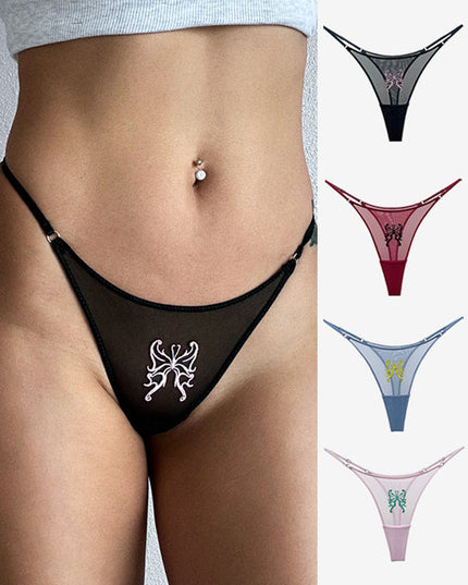 ZASUWA Female Sexy T-back Mesh Embroidery Panties