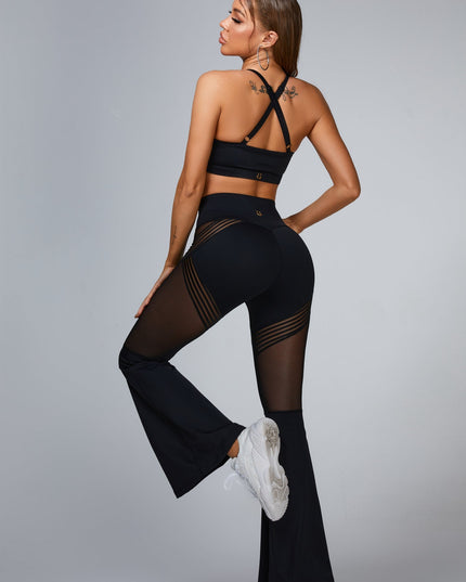 ZASUWA Female Mesh Quick Dry Elastic Tight Flare Leggings