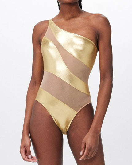 ZASUWA Female Glossy Sheer Mesh Elegance One Piece