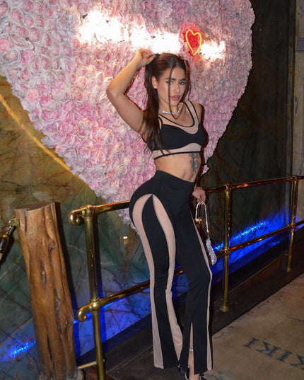 ❤ZASUWA Female Super Sexy Unique Sheer Mesh Split Tracksuit