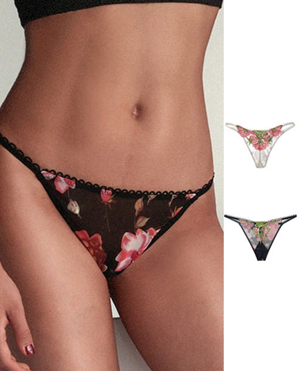ZASUWA Female Embroidered Roman-knot Mesh Panties