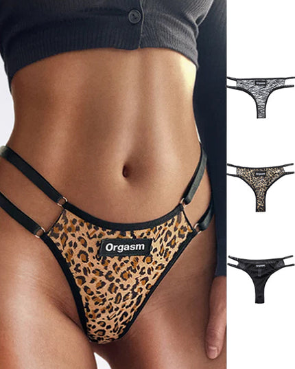 ZASUWA Female Animal Print Hollow Out Mesh Panties