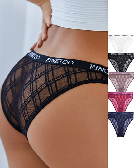 ZASUWA Female Lace Mesh with Letter Edges Net Panties