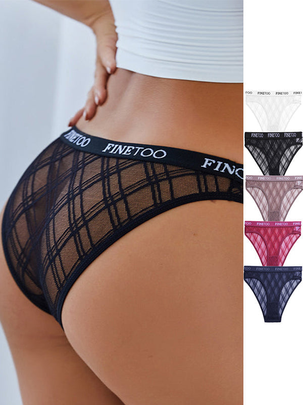 ZASUWA Female Lace Mesh with Letter Edges Net Panties