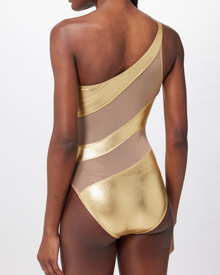 ZASUWA Female Glossy Sheer Mesh Elegance One Piece