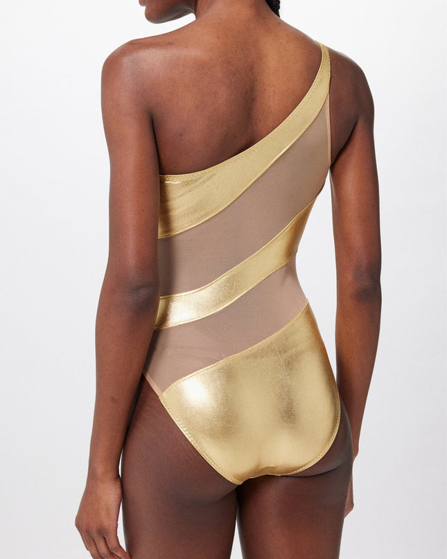 ZASUWA Female Glossy Sheer Mesh Elegance One Piece