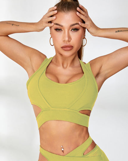 ZASUWA Female Ribbed Cutout Mesh Spandex Gym Booty Shorts