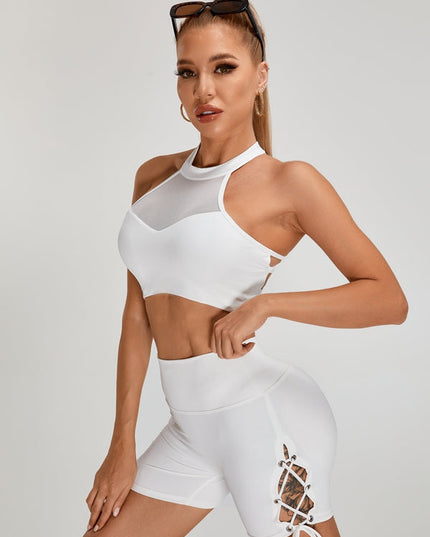 ZASUWA Female Sexy Mesh Cross Back Quick Dry Sports Bras