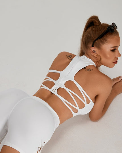 ZASUWA Female Sexy Mesh Cross Back Quick Dry Sports Bras