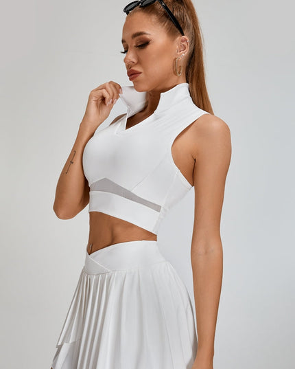 ZASUWA Female Pleated 2 In 1 Mesh Tennis Skirts Suits