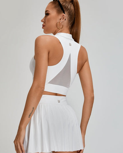 ZASUWA Female Pleated 2 In 1 Mesh Tennis Skirts Suits