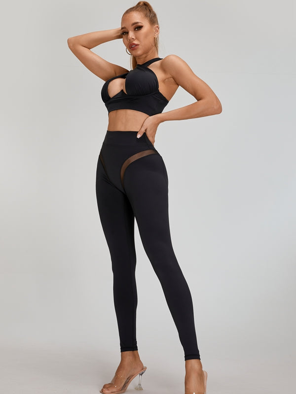 ❤ZASUWA Female Super Sexy Unique Mesh Hip-lift Cross Tracksuit