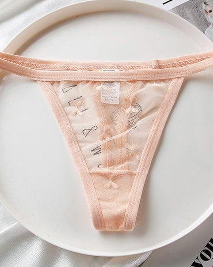 ZASUWA Female Sexy Mesh Embroidery T-back Panties