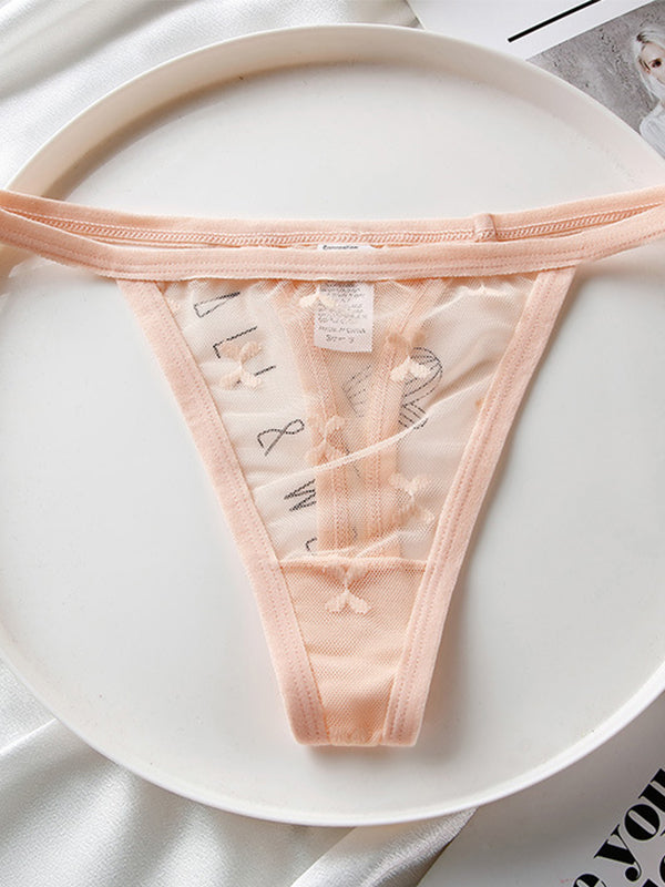 ZASUWA Female Sexy Mesh Embroidery T-back Panties