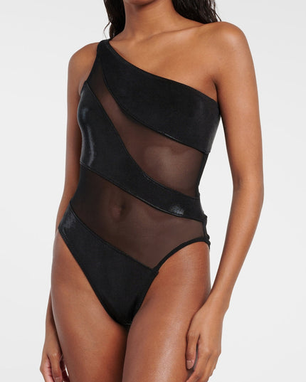 ZASUWA Female Glossy Sheer Mesh Elegance One Piece