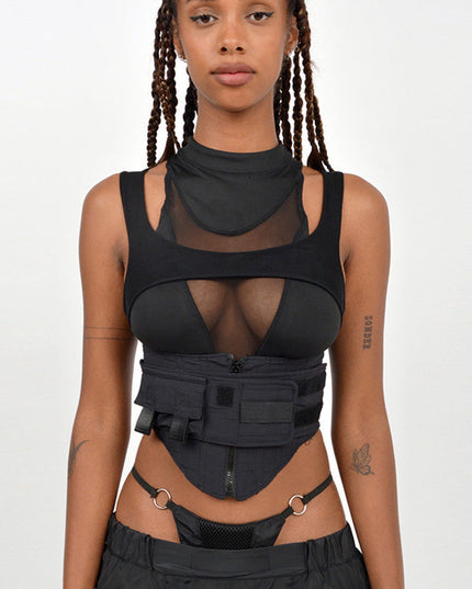 ZASUWA Female Sexy Hollow Out Mesh Splicing Sports Bras