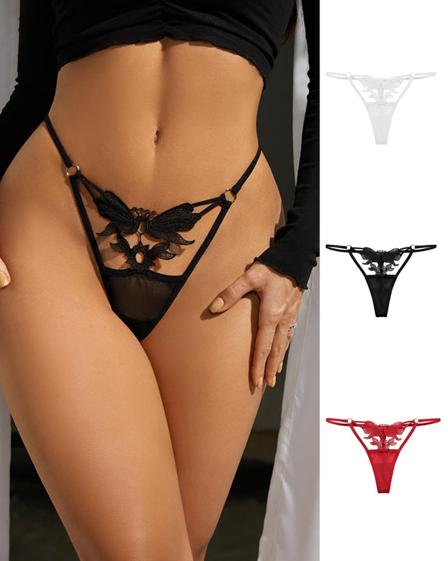 ZASUWA Female Hollow Flower Shape Mesh Panties