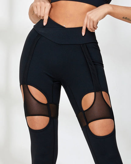 ZASUWA Female Unique Cutout Mesh High-rise Leggings