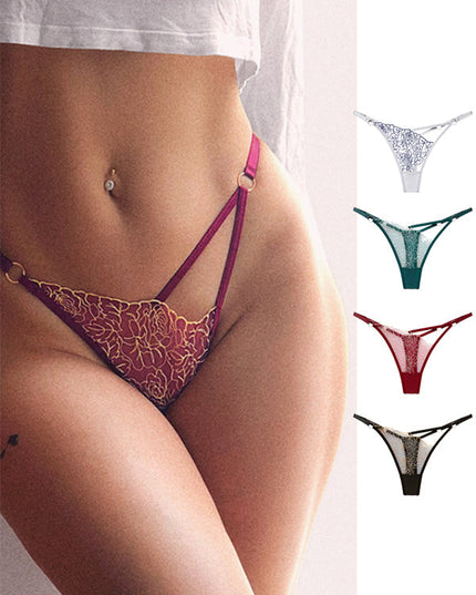 ZASUWA Female Embroidered Mesh Thongs