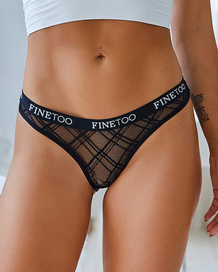 ZASUWA Female Lace Mesh with Letter Edges Net Panties