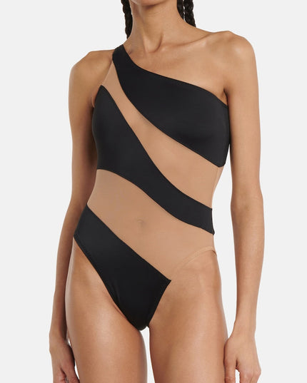 ZASUWA Female Glossy Sheer Mesh Elegance One Piece