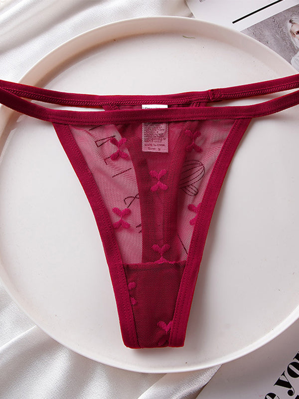ZASUWA Female Sexy Mesh Embroidery T-back Panties