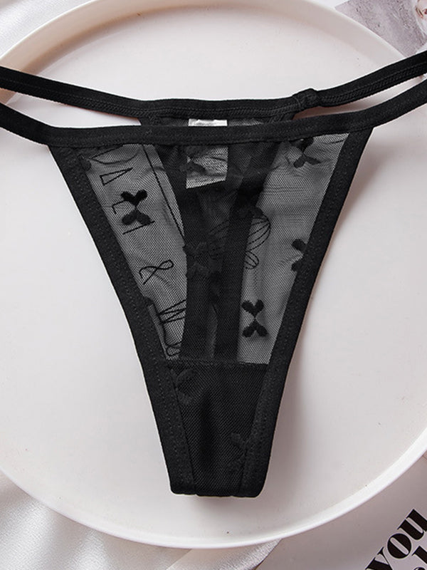 ZASUWA Female Sexy Mesh Embroidery T-back Panties