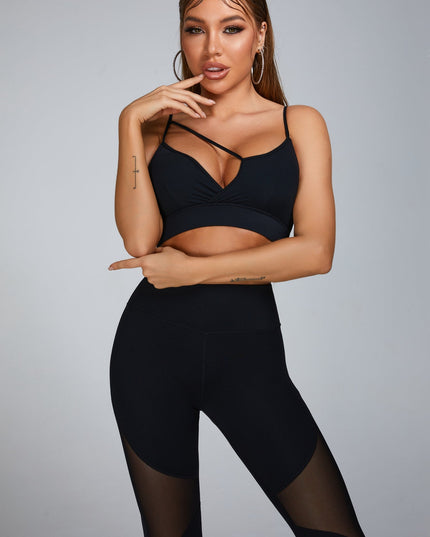 ZASUWA Female High Waist Stretch Mesh Stitching Leggings