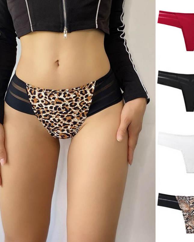 ZASUWA Female Animal Print Mesh T-back Panties
