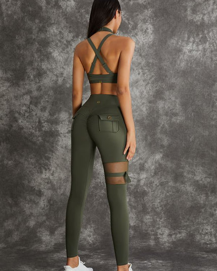 ZASUWA Female Unique Cut Out Pocket Mesh Scrunch Bum Leggings