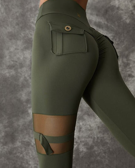 ZASUWA Female Unique Cut Out Pocket Mesh Scrunch Bum Leggings