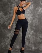 Bras+Shorts+Leggings / Black / S