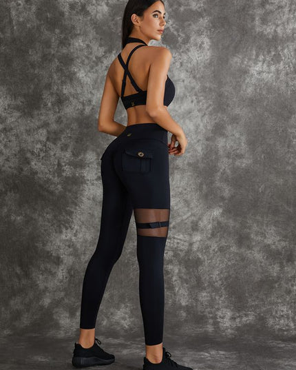 ZASUWA Female Unique Cut Out Pocket Mesh Scrunch Bum Leggings