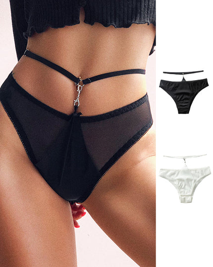 ZASUWA Female Mesh Hollow Out Waist Ring Panties