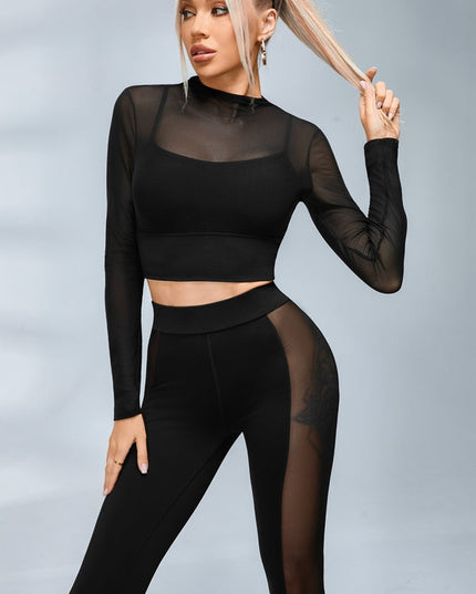 ZASUWA Female Sexy Sheer Mesh Long Sleeves