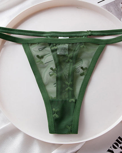 ZASUWA Female Sexy Mesh Embroidery T-back Panties