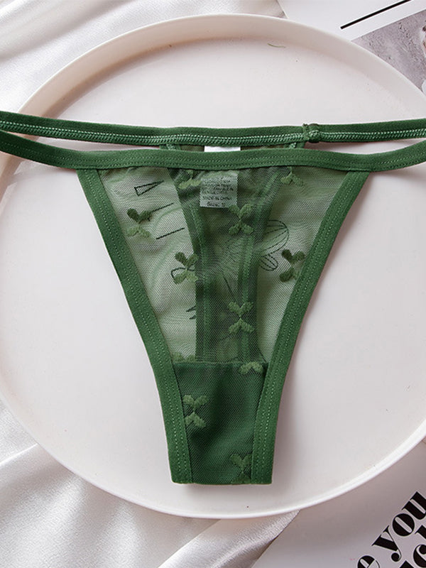 ZASUWA Female Sexy Mesh Embroidery T-back Panties