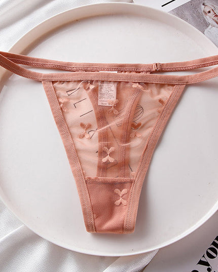 ZASUWA Female Sexy Mesh Embroidery T-back Panties