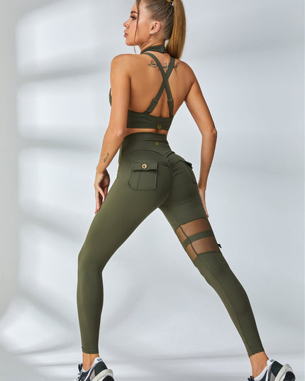 ZASUWA Female Unique Cut Out Pocket Mesh Scrunch Bum Leggings