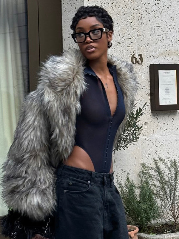 ZASUWA Female Sexy Mesh Metal Buckle Short Bodysuit