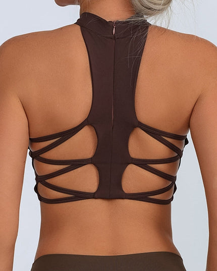 ZASUWA Female Sexy Mesh Cross Back Quick Dry Sports Bras