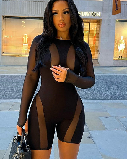 ZASUWA Female Sexy See-through Mesh Short Romper