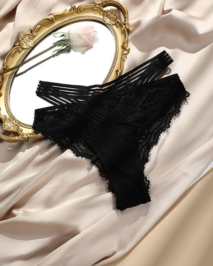 ZASUWA Female Lace Stripe Band Mesh Panties
